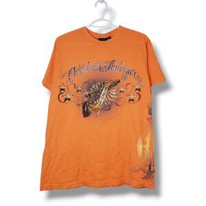 Vintage Y2K Christian Audigier Ed Hardy Graphic Shirt Orange Size L
